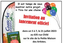 Un 5 à 7 le 21 juillet sur le site de la Petite Maison des Artistes à Coaticook